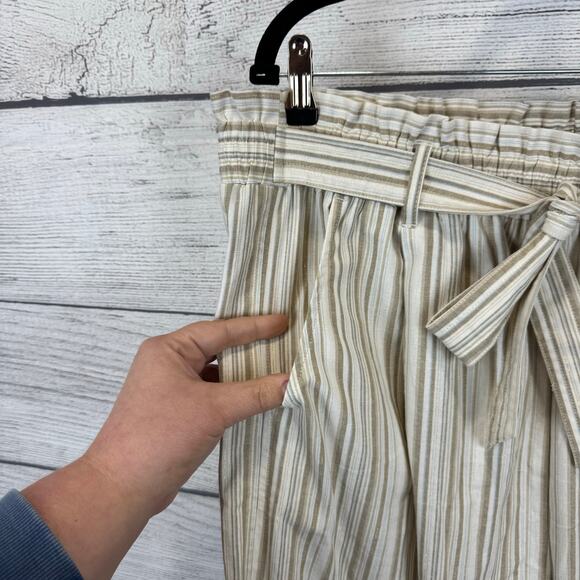 Kate & Sam Plus Size Tan Cream Striped Tie Waist Wide Leg Pants Size XXL - Picture 3 of 9